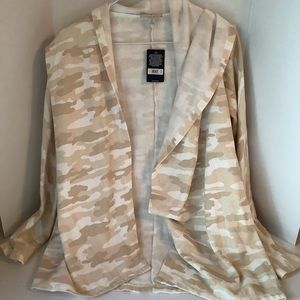 Lucky Brand Open Wrap Cardigan Beige Camo Size Small New